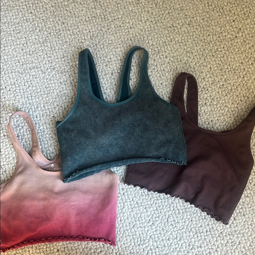 Set of Three spiritual gangster, ribbed crop top bra